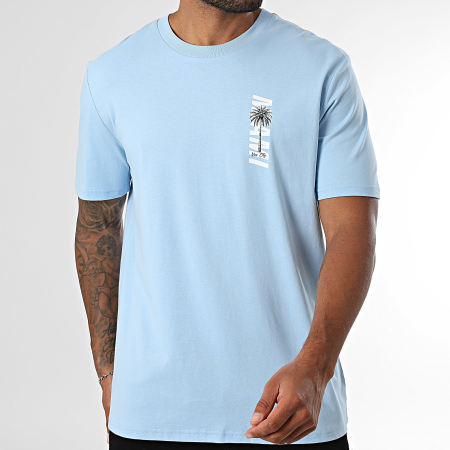 Luxury Lovers - Tee Shirt Oversize Large Pecho Miami Palm Azul Claro Blanco