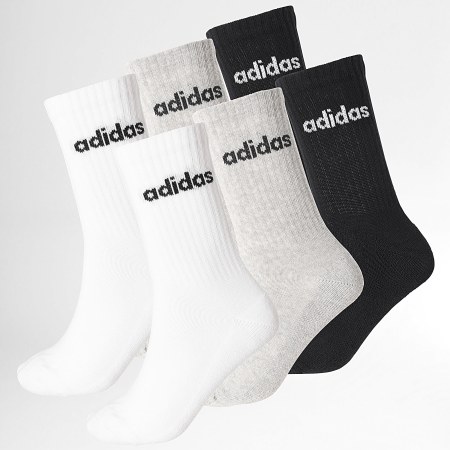 Adidas Sportswear - Lot De 6 Paires De Chaussettes Lin Crew JL6095 Noir Gris Blanc