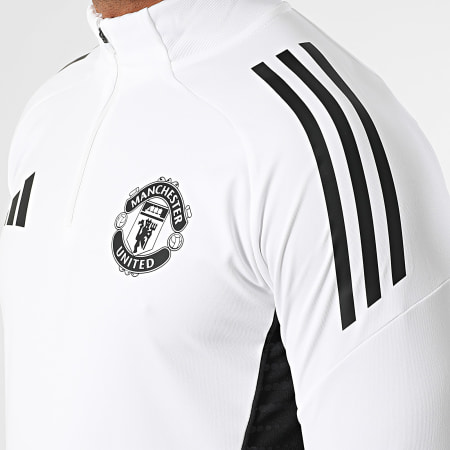 Adidas Sportswear - Sweat Col Montant Zippé A Bandes Manchester United JP3125 Blanc Violet