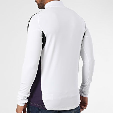 Adidas Sportswear - Sweat Col Montant Zippé A Bandes Manchester United JP3125 Blanc Violet