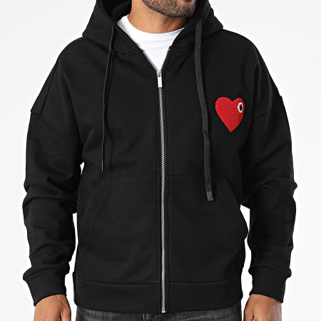 ADJ - Heart Chic Zip Hoodie Black Red - Ryses