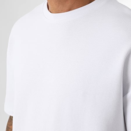 LBO - Camiseta Cuello Redondo Oversize Grande Waffle Grande 3916 Blanco
