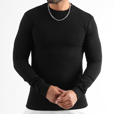 LBO - Pull Col Rond Waffle 3922 Noir