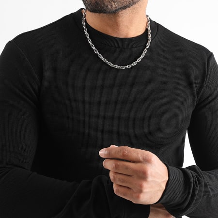 LBO - Pull Col Rond Waffle 3922 Noir