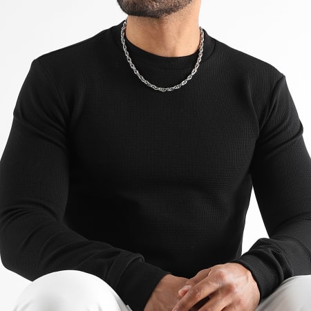 LBO - Pull Col Rond Waffle 3922 Noir