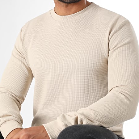 LBO - Felpa Collo Rotondo Waffle 3925 Beige Chiaro