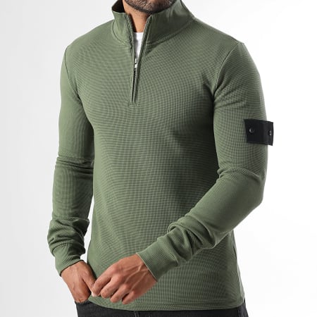 LBO - Waffle Half Zip Hoodie With Patch 3828 Khaki Green