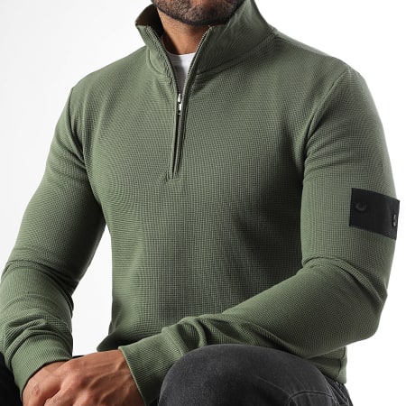LBO - Waffle Half Zip Hoodie With Patch 3828 Khaki Green