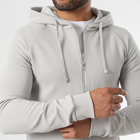 LBO - Sweat Zippé A Capuche Waffle 3934 Gris Clair