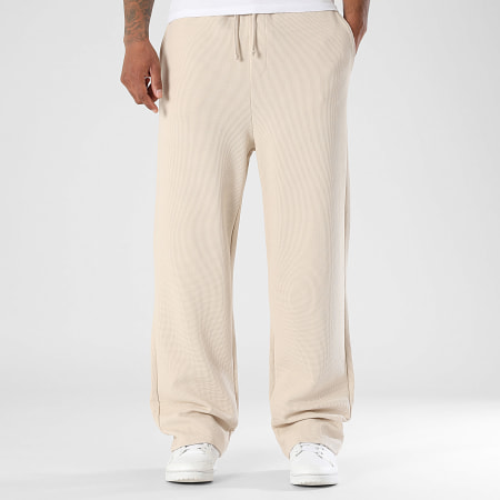 LBO - Pantalón de chándal de pierna ancha Waffle 3939 Beige claro