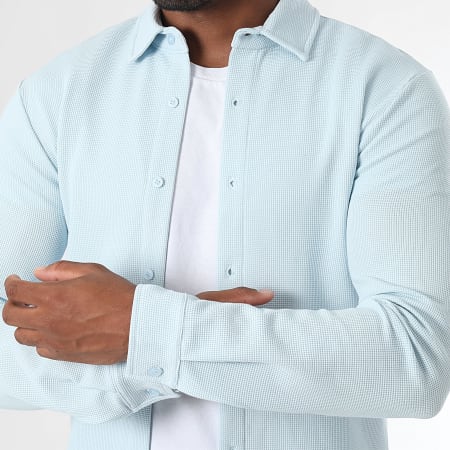 LBO - Conjunto de camisa de manga larga y pantalón de chándal Waffle 3945 Azul claro