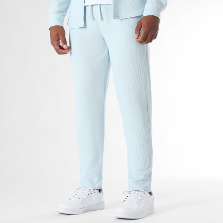 LBO - Conjunto de camisa de manga larga y pantalón de chándal Waffle 3945 Azul claro