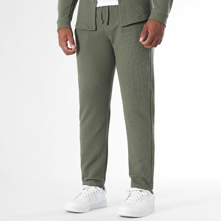 LBO - Ensemble Chemise Manches Longues Et Pantalon Jogging Waffle 3946 Vert Kaki