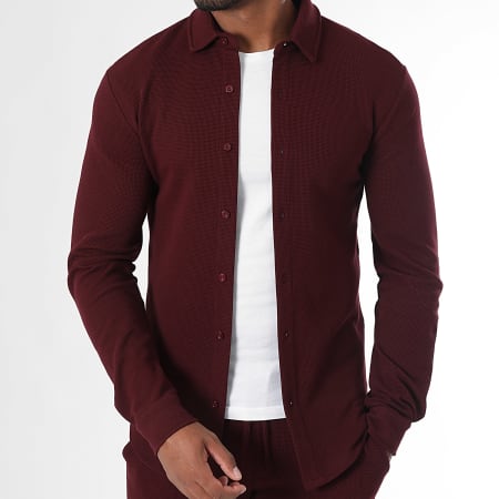 LBO - Tracksuit Long Sleeve Shirt And Jogger Trouser Waffle 3947 Burgundy