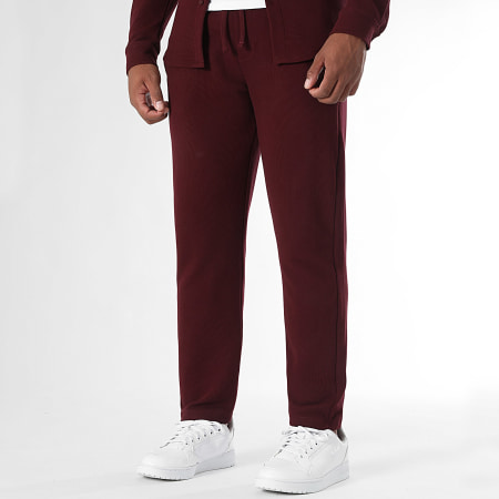 LBO - Tracksuit Long Sleeve Shirt And Jogger Trouser Waffle 3947 Burgundy