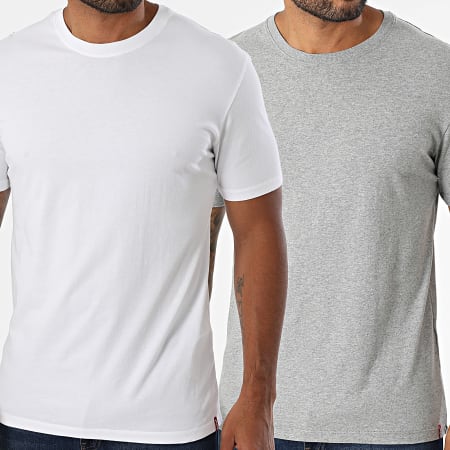 Levi's - Lot De 2 Tee Shirts Crew Neck Slim 79541 Blanc Gris Chiné