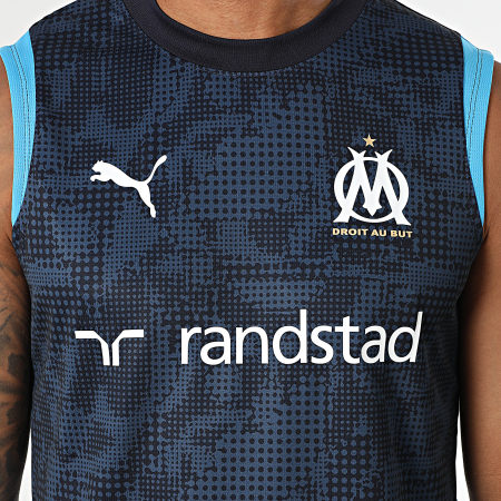 Puma - Débardeur OM Training Jersey 763958 Bleu Marine Noir Bleu Clair