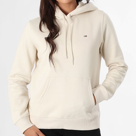 Tommy Jeans - Sweat Capuche Regular Femme Flag 9958 Beige