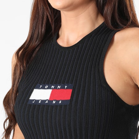 Tommy Jeans - Vrouwen Vlag Sweater Tank Jurk 0877 Zwart Blauw Navy