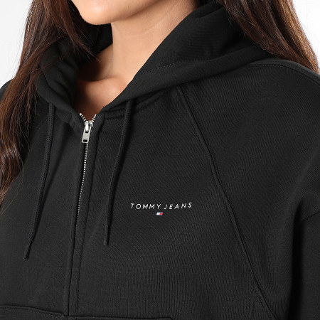Tommy Jeans - Corp Linear 1163 Sudadera con capucha y cremallera para mujer Negro