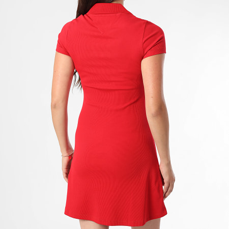 Women's V-Neck Polo Dress Rib 1172 Red