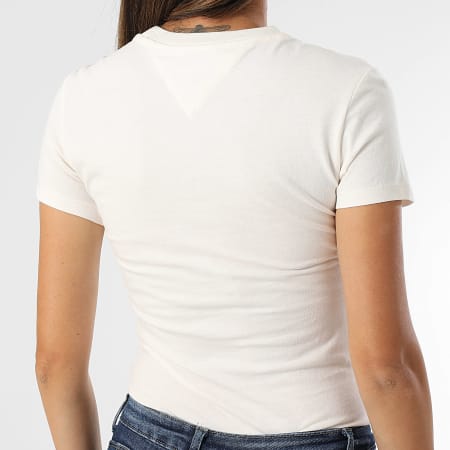 Tommy Jeans - Tee Shirt Femme Linear 1164 Beige Clair