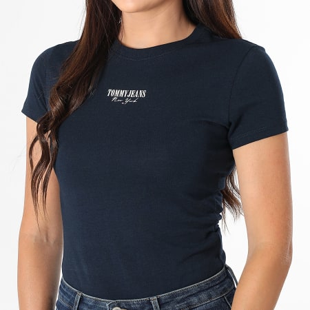 Tommy Jeans - Tee Shirt Femme Essential Logo 0913 Bleu Marine