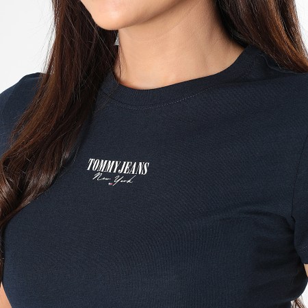 Tommy Jeans - Tee Shirt Femme Essential Logo 0913 Bleu Marine