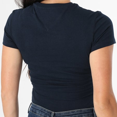 Tommy Jeans - Tee Shirt Femme Essential Logo 0913 Bleu Marine