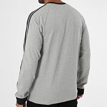 Adidas Originals - Tee Shirt Manches Longues A Bandes 3 Stripes JY1375 Gris Chiné Noir