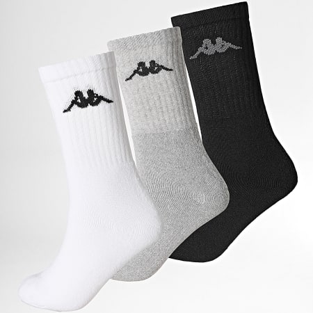 Kappa - Lote de 3 pares de calcetines 93300104 Blanco Gris Negro