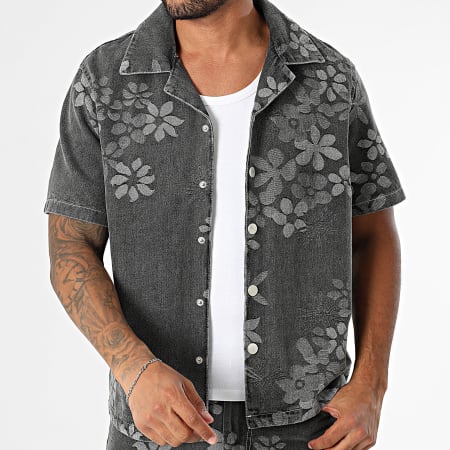 Frilivin - Ensemble Chemise Manches Courtes Et Jean X59 Gris Floral