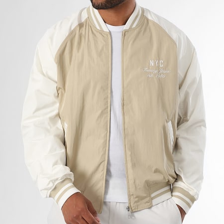 Tommy Jeans - Veste Bomber Zippée Graphic 1668 Beige Blanc