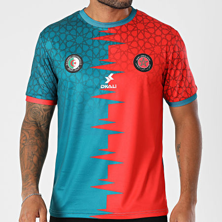 DKALI Camiseta de fútbol Argelia X Marruecos Verde oscuro Rojo