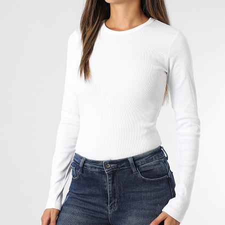 Jack And Jones - Tee Shirt Manches Longues Femme Freya Blanc