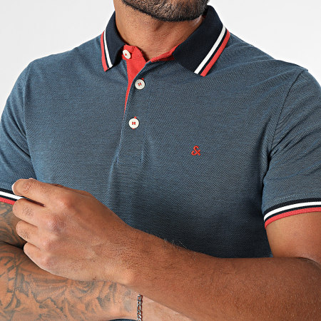 Jack And Jones - Lot De 2 Polos Manches Courtes Paulos Bleu Marine Chiné Rouge Chiné