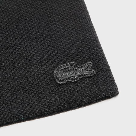 Lacoste - Bonnet Big Logo Et Broderie Crocodile Noir Vert