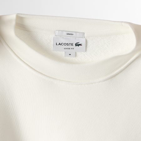Lacoste - Sweat Crewneck Loose Fit Logo Brodé Crocodile Ton Sur Ton Beige Clair