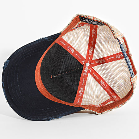Von Dutch - Casquette Trucker Used Bleu Marine Orange Beige
