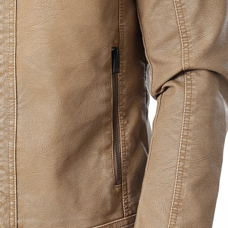 Jack And Jones - Veste Simili Cuir Warner Beige Foncé