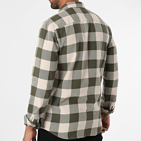 Only And Sons - Chemise Manches Longues A Carreaux Gudmund Beige Vert Kaki