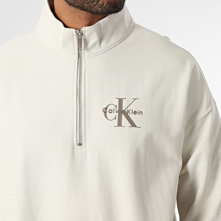 Calvin Klein - Sweat Col Zippé 236G Beige