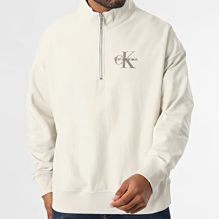 Calvin Klein - Sweat Col Zippé 236G Beige