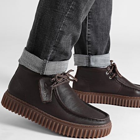 Clarks Torhill Hi Dark Brown Lea Shoes Ryses