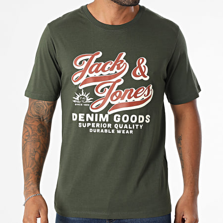 Jack And Jones - Lote de 3 Blanco Azul Marino Verde Caqui Logo Camisetas