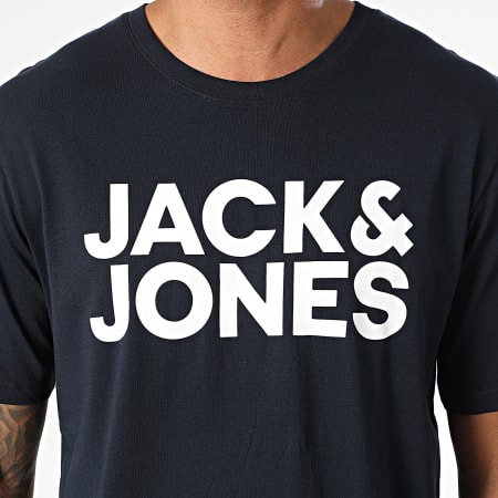 Jack And Jones - Lot De 3 Tee Shirts Corp Blanc Noir Bleu Marine