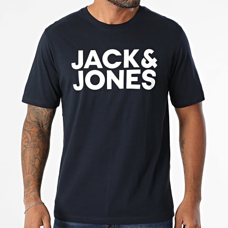Jack And Jones - Lot De 3 Tee Shirts Corp Blanc Noir Bleu Marine