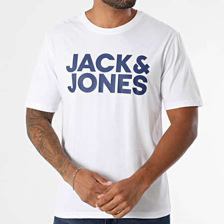 Jack And Jones - Lot De 3 Tee Shirts Corp Blanc Noir Bleu Marine