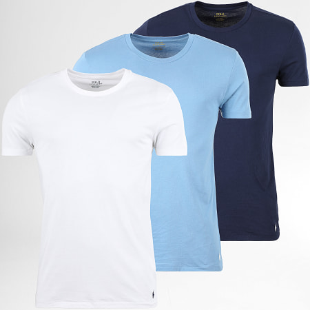Polo Ralph Lauren - Lot De 3 Tee Shirts Original Player Blanc Bleu Marine Bleu Clair