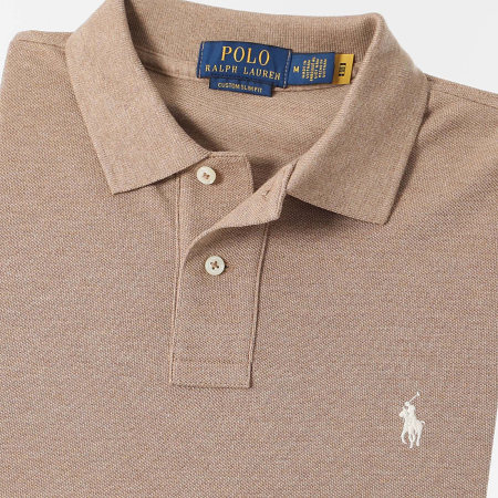 Polo Ralph Lauren - Polo Manches Longues Custom Slim Original Player Beige